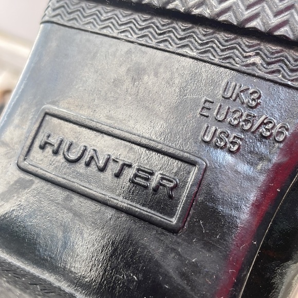 HUNTER Original Gloss Black.Rubber KNEE HIGH Wellies RUBBER Rain Boots Size 5 - Picture 11 of 14